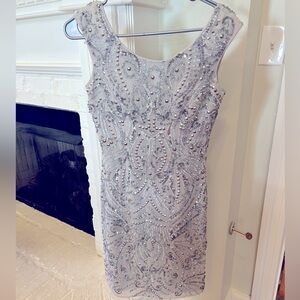 Shail K. Silver Sequin Dress Formal Wedding